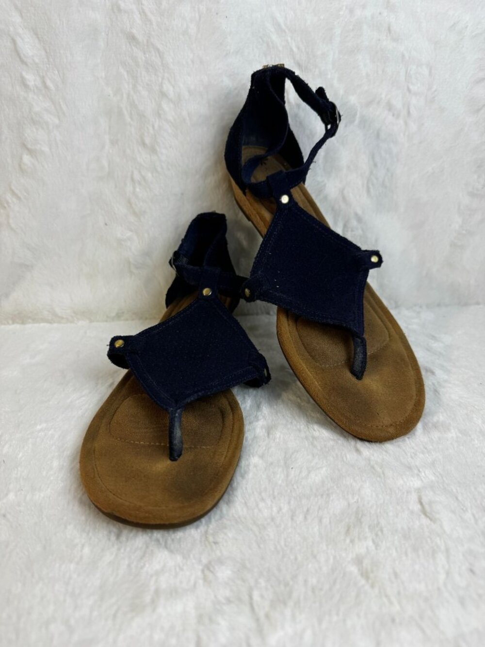 Koolaburra By UGG Womens Briona Wedge Sandal Insignia Blue Size US 9 Cork Suede